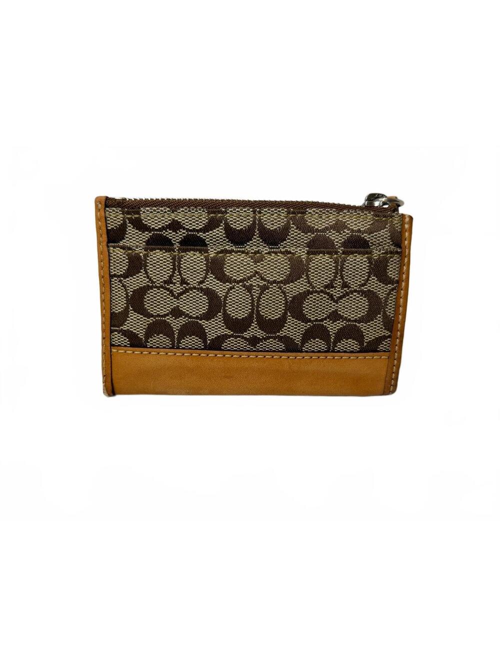 Coach | Vintage Signature Canvas Mini Skinny ID Coin Key Case Pouch